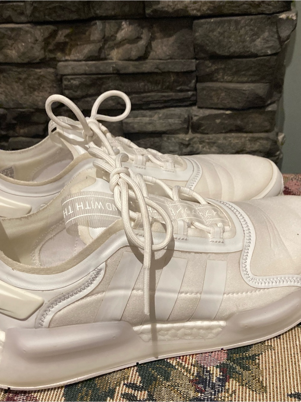 adidas Cream White Lace-Up Athletic Sneakers